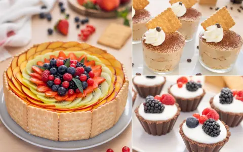 Torta di frutta colorata e mini tartellette con frutti di bosco: perfetti dolci veloci senza uova e senza cottura per ogni occasione.